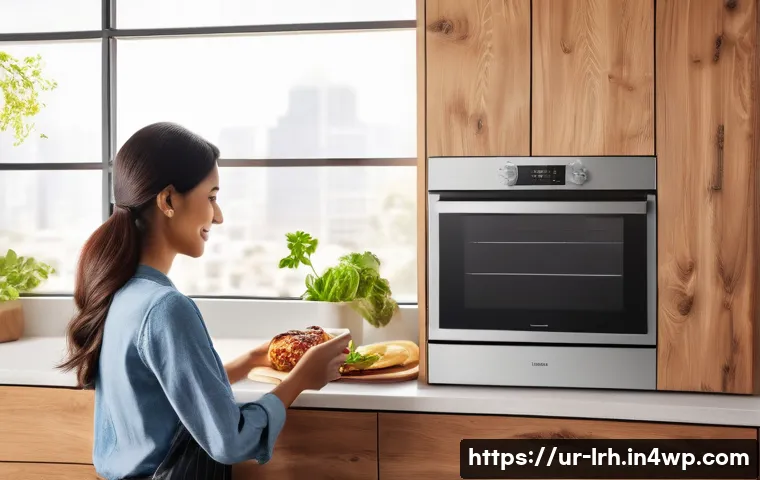요리 기법 여행  음식과의 새로운 관계 - A modern kitchen scene featuring a smart oven and smart refrigerator interconnected through IoT tech...