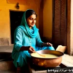 Home 23 요리 기법 여행에서 만난 사람들 - Photorealistic travel documentary scene in a bustling Lahore old-city courtyard kitchen at golden ho...