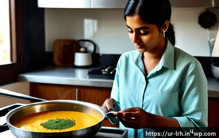 Home 17 요리 기법 학습 유익한 팟캐스트 추천 - Photorealistic Pakistani home kitchen, an attentive Urdu-speaking home cook in modest casual clothin...