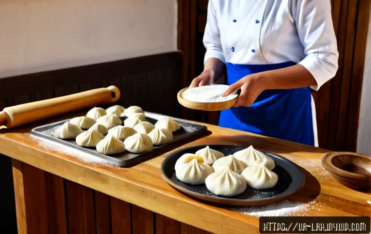 Home 17 체코 요리 기법 익히기 - Photorealistic Pakistani home cook learning Czech dumpling-making techniques, shaping soft dough rou...