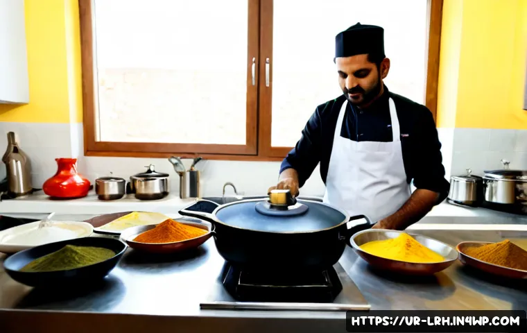 요리 기법 여행  성공적인 요리 비즈니스 - Photorealistic Pakistani home chef mastering traditional cooking techniques in a bright modern kitch...