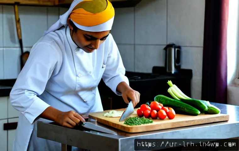 Home 17 요리 기법 여행 시 주의사항 - Photorealistic travel cooking safety scene in a clean Pakistani guesthouse kitchen, a South Asian wo...